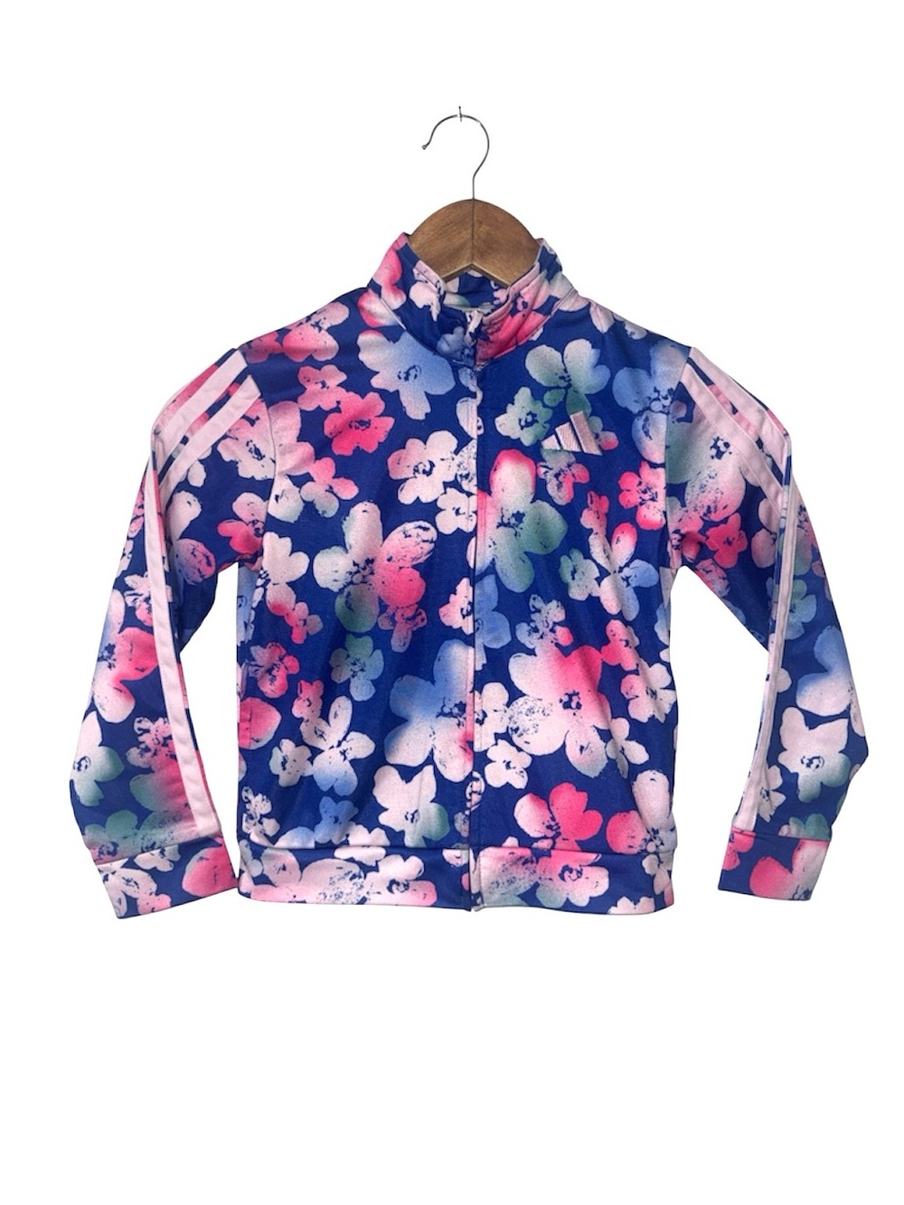 Adidas Girls Floral Zip-Up Sweatshirt Track Jacket Size Girls 6
